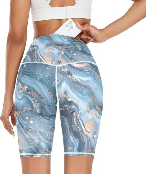 A Closeup of an Abstract Marble Pattern Yoga Leggings for Women High Waist Tummy Control Exercise High Waist Compression Capris mayas para Mujer Large