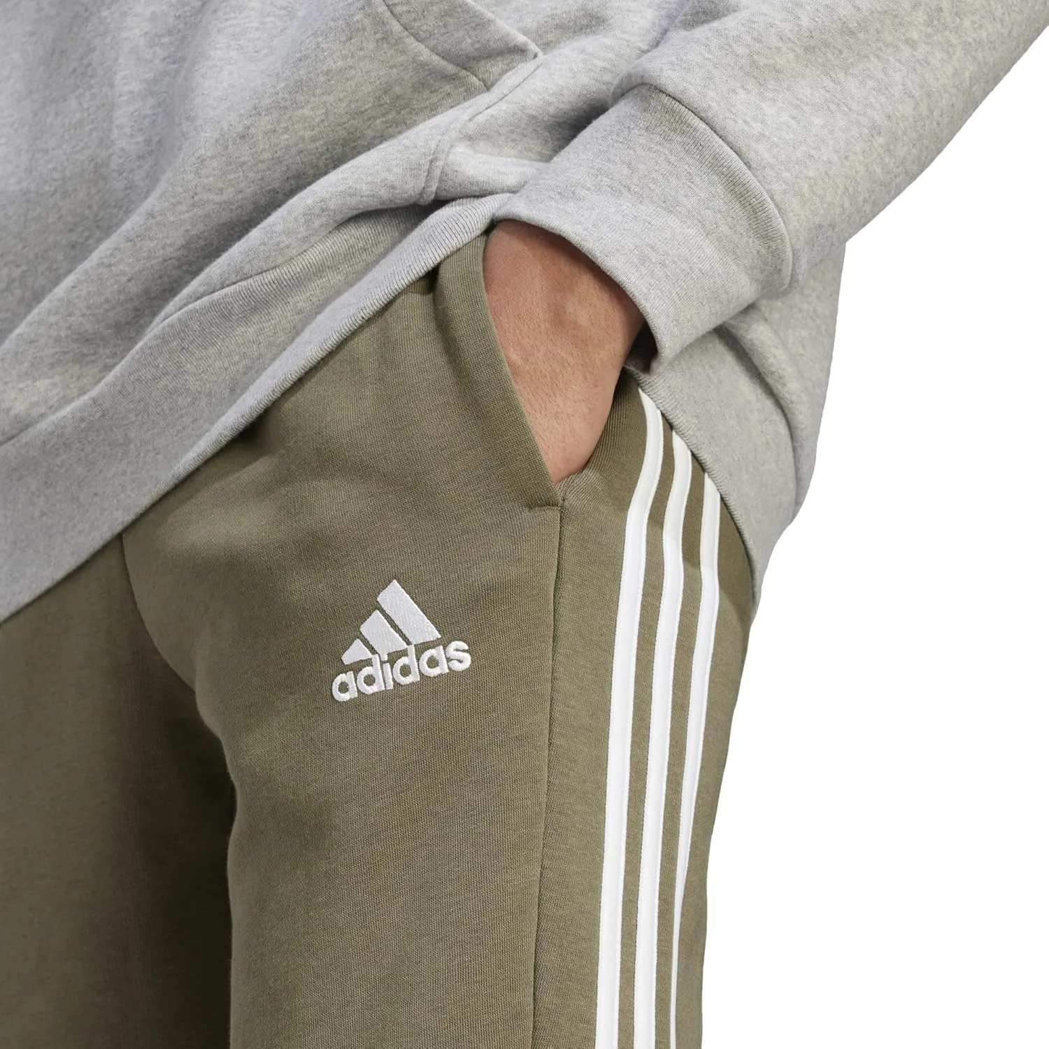 adidas Men's Essentials Fleece Tapered Cuffed 3-Stripes Pants