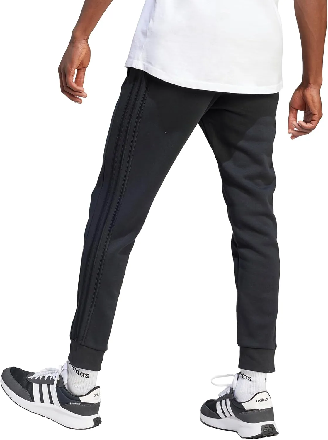 adidas Men's Essentials Fleece Tapered Cuffed 3-Stripes Pants