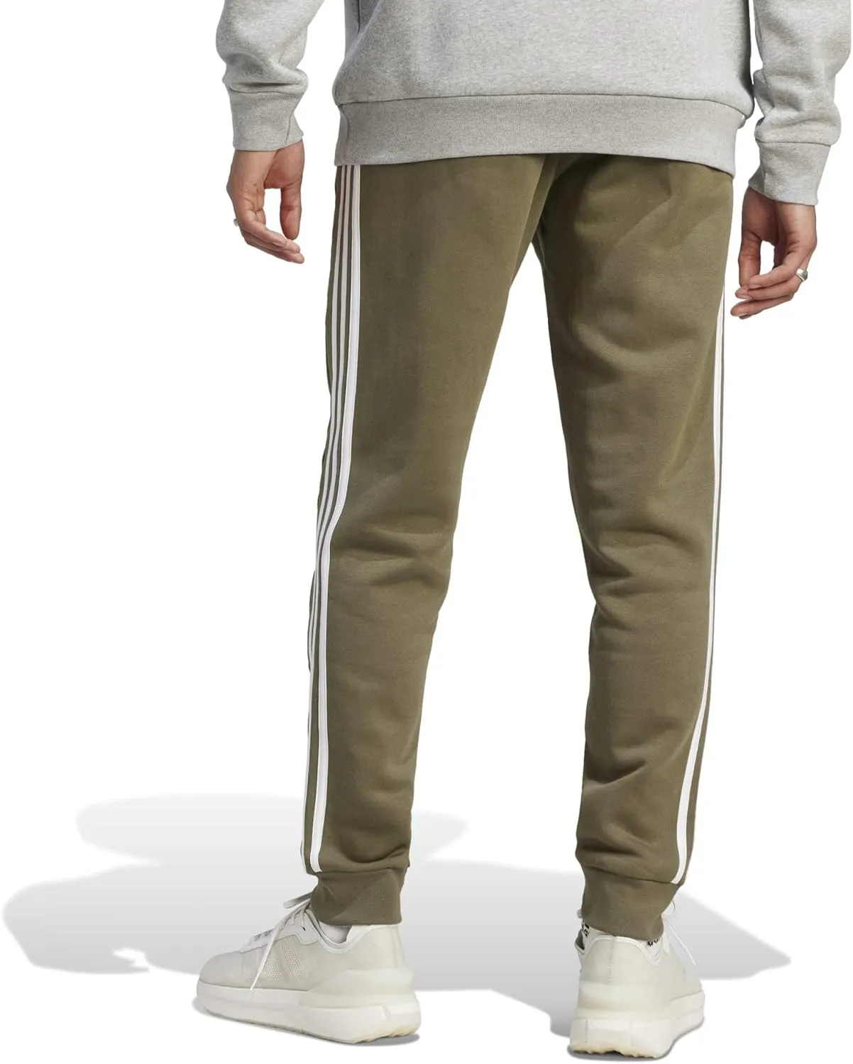 adidas Men's Essentials Fleece Tapered Cuffed 3-Stripes Pants