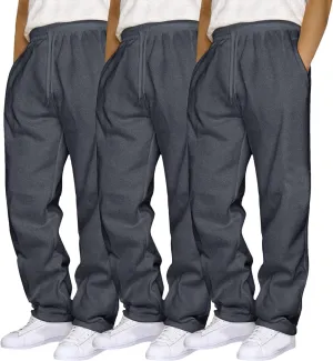 Alalaso 3 PC Men's Solid Color Jogger Pants Trendy Casual Straight Wide Leg Trousers Fall Winter Workout Running Sweatpants