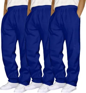 Alalaso 3 PC Men's Solid Color Jogger Pants Trendy Casual Straight Wide Leg Trousers Fall Winter Workout Running Sweatpants