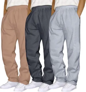 Alalaso 3 PC Men's Solid Color Jogger Pants Trendy Casual Straight Wide Leg Trousers Fall Winter Workout Running Sweatpants