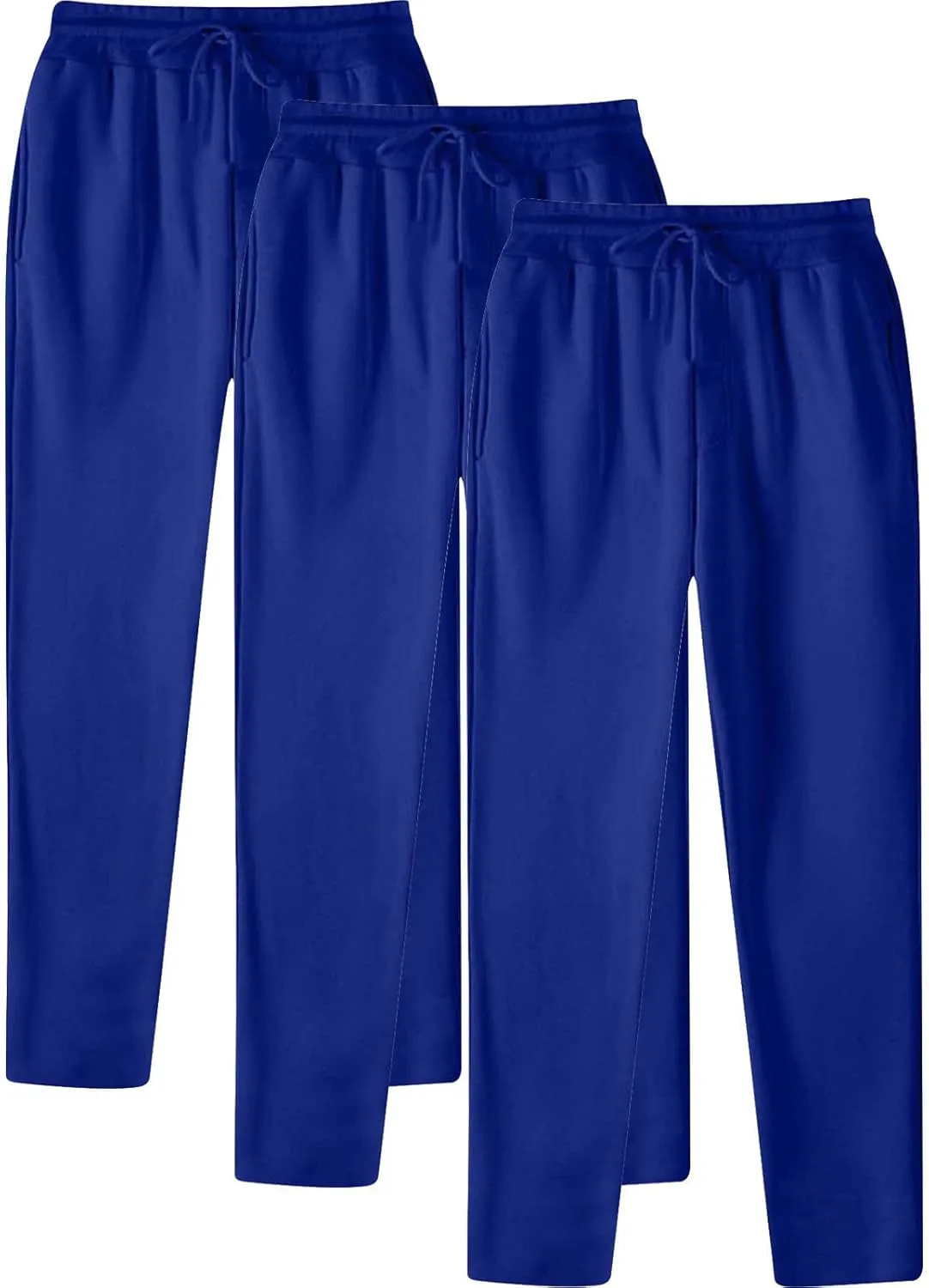 Alalaso 3 PC Men's Solid Color Jogger Pants Trendy Casual Straight Wide Leg Trousers Fall Winter Workout Running Sweatpants