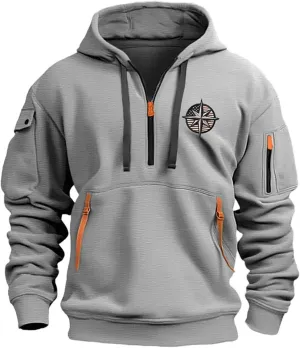 Alalaso Quarter Zip Pullover Men Long Sleeve Workout Hoodie Vintage Tactical Jacket Winter Camo Sweater Coats