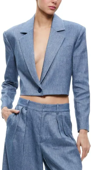 alice   olivia Shan Boxy Linen-Blend Blazer