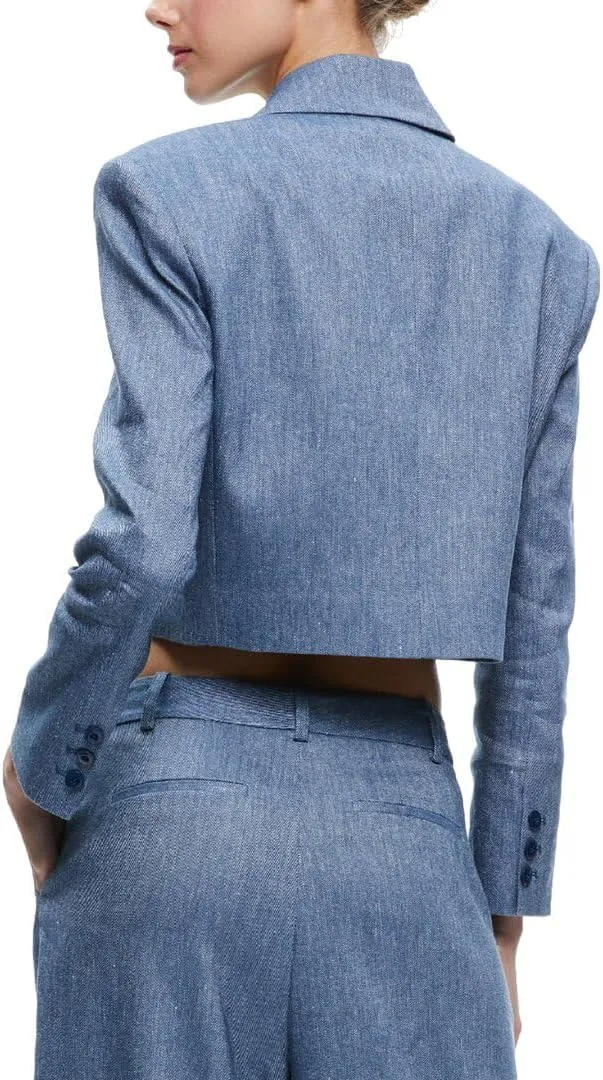 alice   olivia Shan Boxy Linen-Blend Blazer