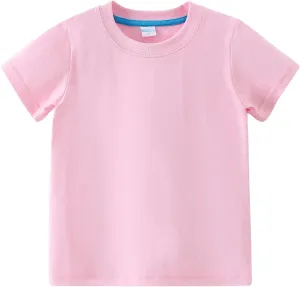 AMIYAN Toddler T Shirts Boys Girls Basic Tee Summer Cotton T-Shirts Crewneck Short Sleeve Shirts for Kids 2-7Y