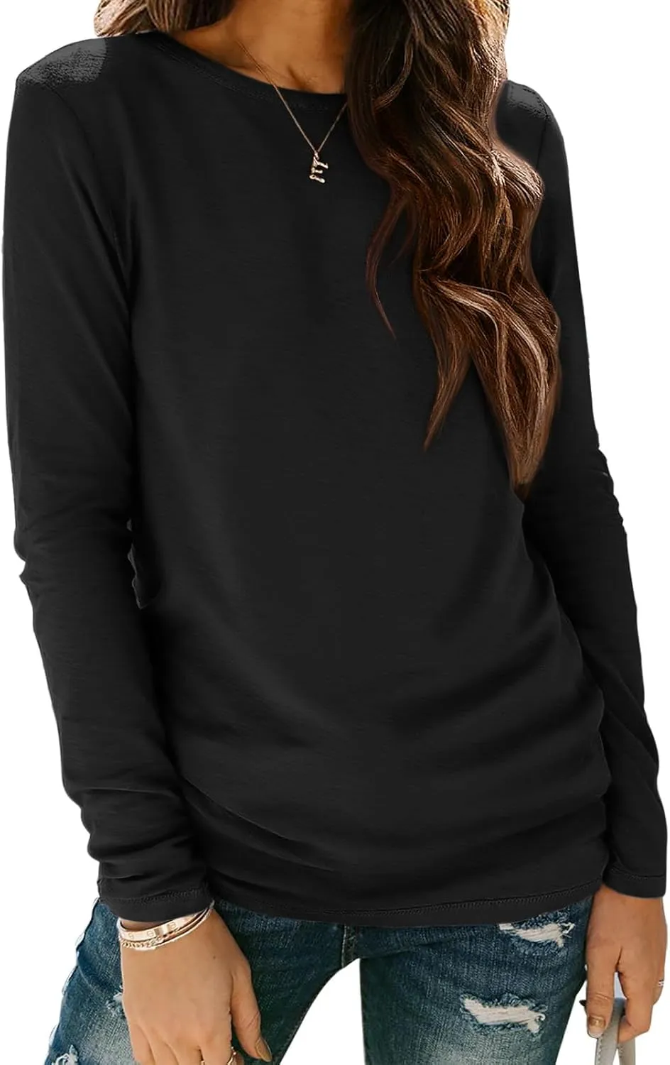 ATHMILE Womens Long Sleeve Shirts Basic Tee Fall Trendy Spring Top Business Casual Beach Vacation Workout 2025 Fashion