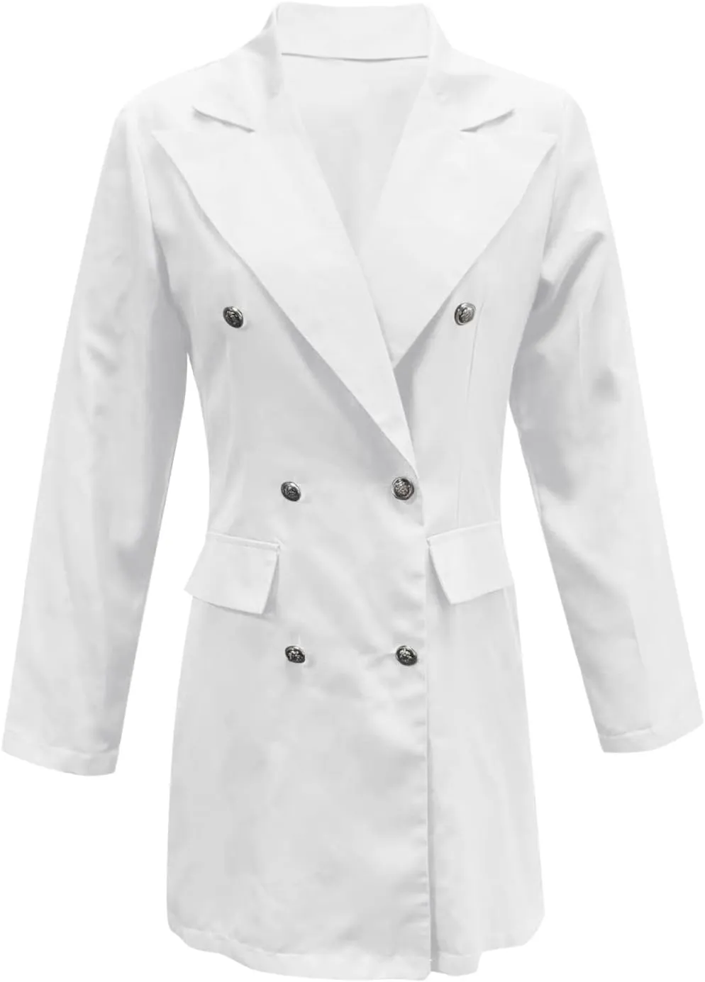 Blazer for Women Button Long Sleeve Lapel Pocket Mid-Length Style Elegant Trendy Convenient Simple Fashion Work Suit