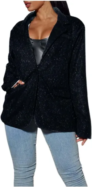 Blazer for Women Button Long Sleeve Pocket Lapel Casual Business Comfortable Solid Color Fashion Lightweight