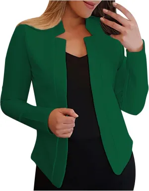 Blazers for Women Business Casual Cropped Jacket Long Sleeve Open Front Blazer Work Office 2024 Fall Outerwear, Large