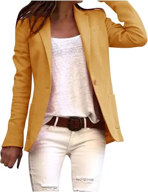 Blazers for Women Business Casual Long Sleeve One Button Open Front Suit Jackets Fashion Dressy Work Office Outfits
