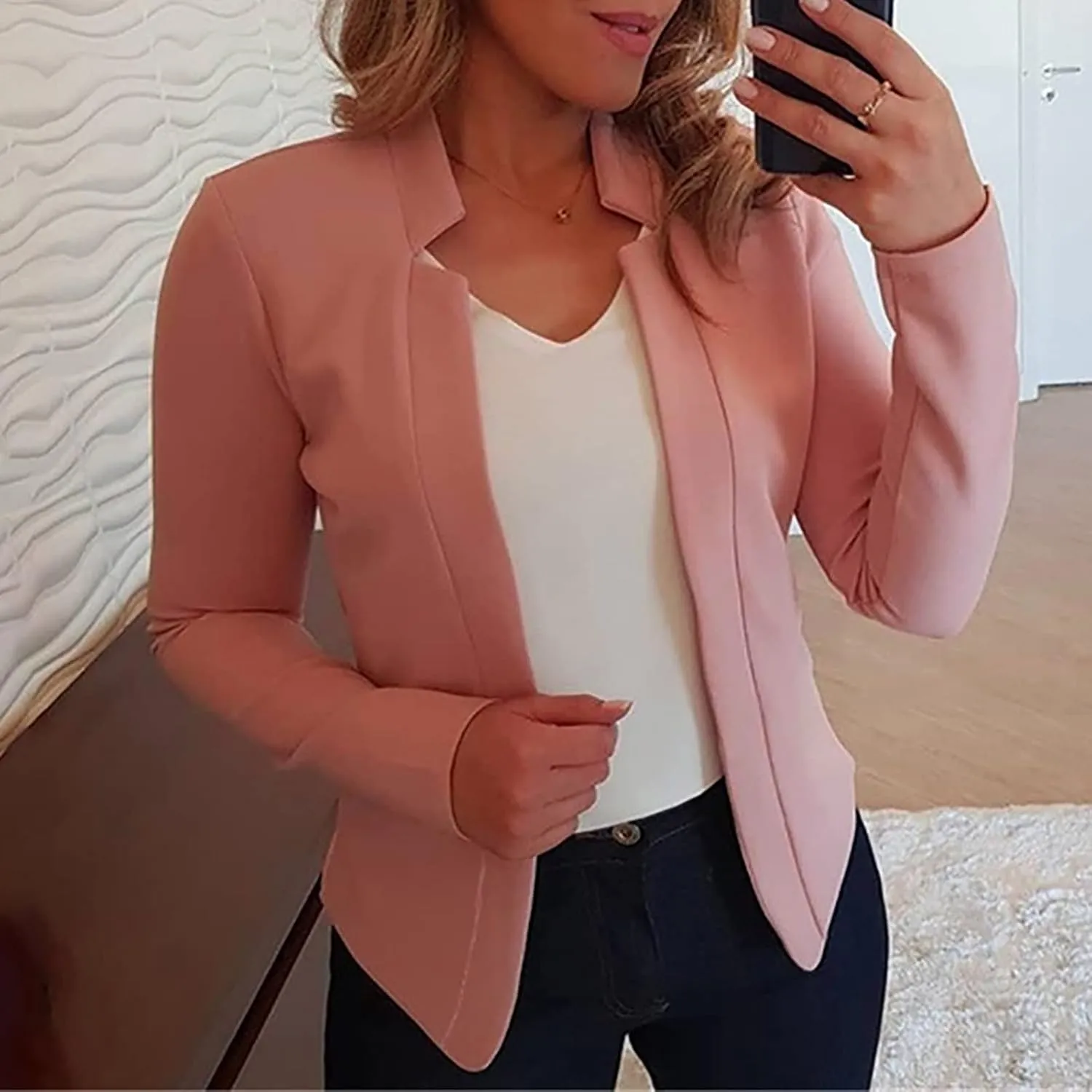 Blazers for Women Business Casual Long Sleeve Open Front Blazer Work Blazers for Office Casual Fall Cardigan Blazer