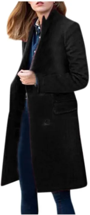 BZGTZT Women's Winter Trench Coats Double Breasted Long Wool Blend Pea Coat Outerwear Notch Lapel Loose Plus Size Jacket