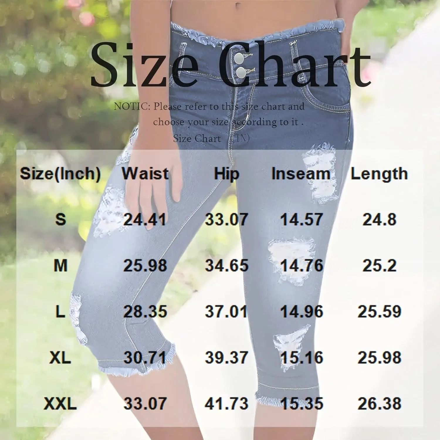 Capri Jeans for Women Stretch Low Rise Ripped Skinny Jeans Distressed Trendy Raw Hem Cropped Jeggings with Pockets