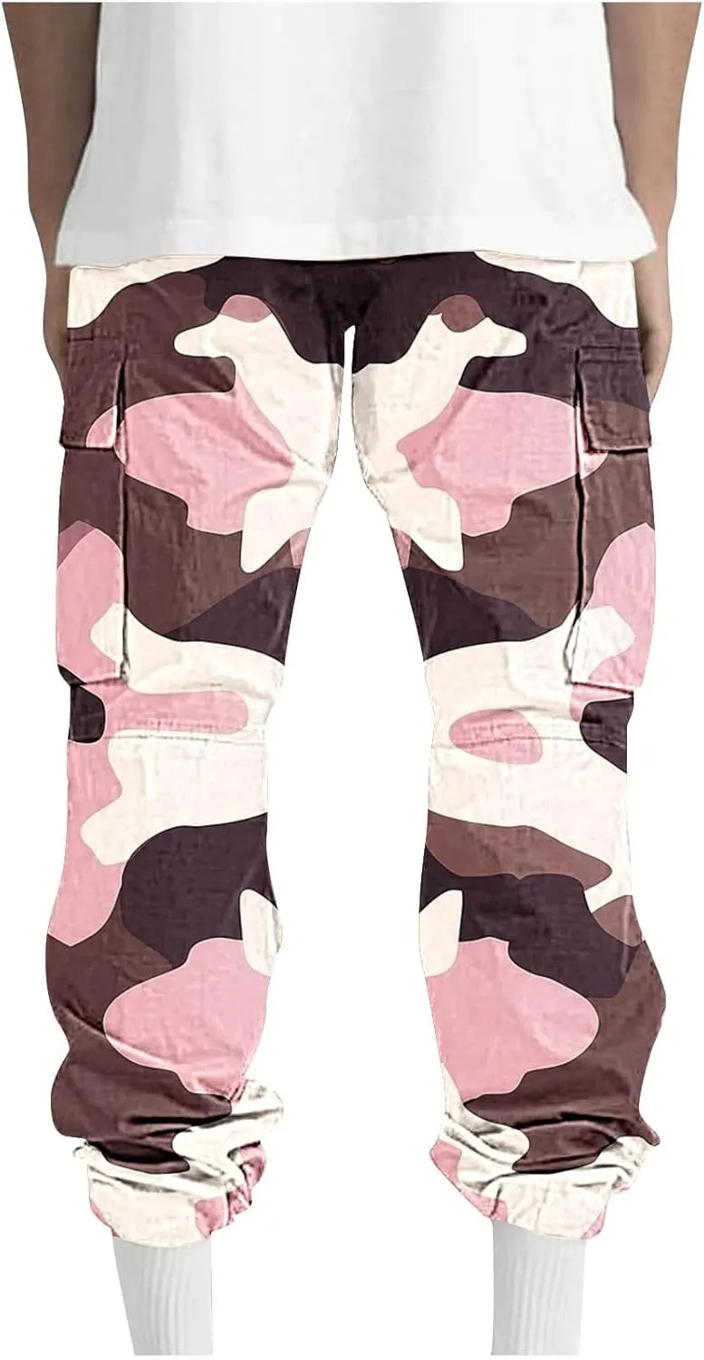 Cargo Pants for Men Relaxed Fit Casual Camo Pants Lightweight Straight Cargo Sweatpants Outdoor Work Hiking Joggers