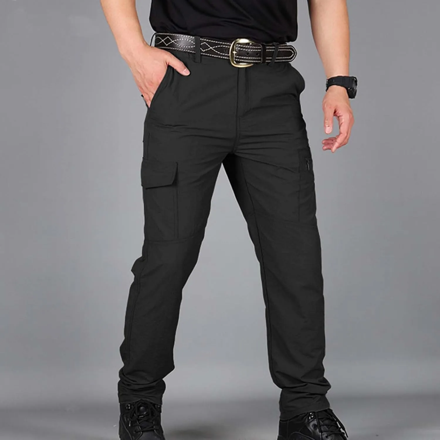 Cargo Pants for Men Ripstop Waterproof Flex Camo Tactical Pants Multi Pocket Lightweight Camping Hiking Work Pants
