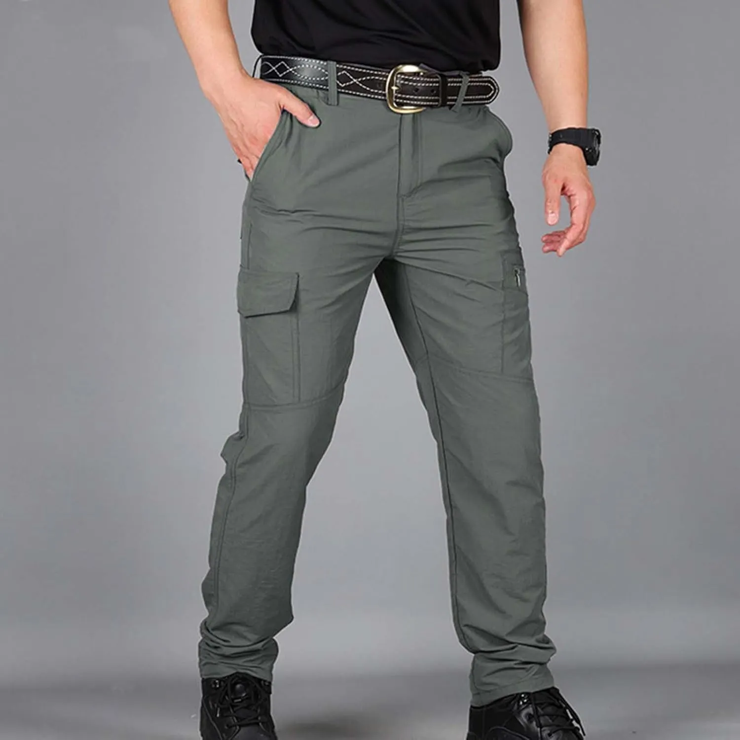 Cargo Pants for Men Ripstop Waterproof Flex Camo Tactical Pants Multi Pocket Lightweight Camping Hiking Work Pants