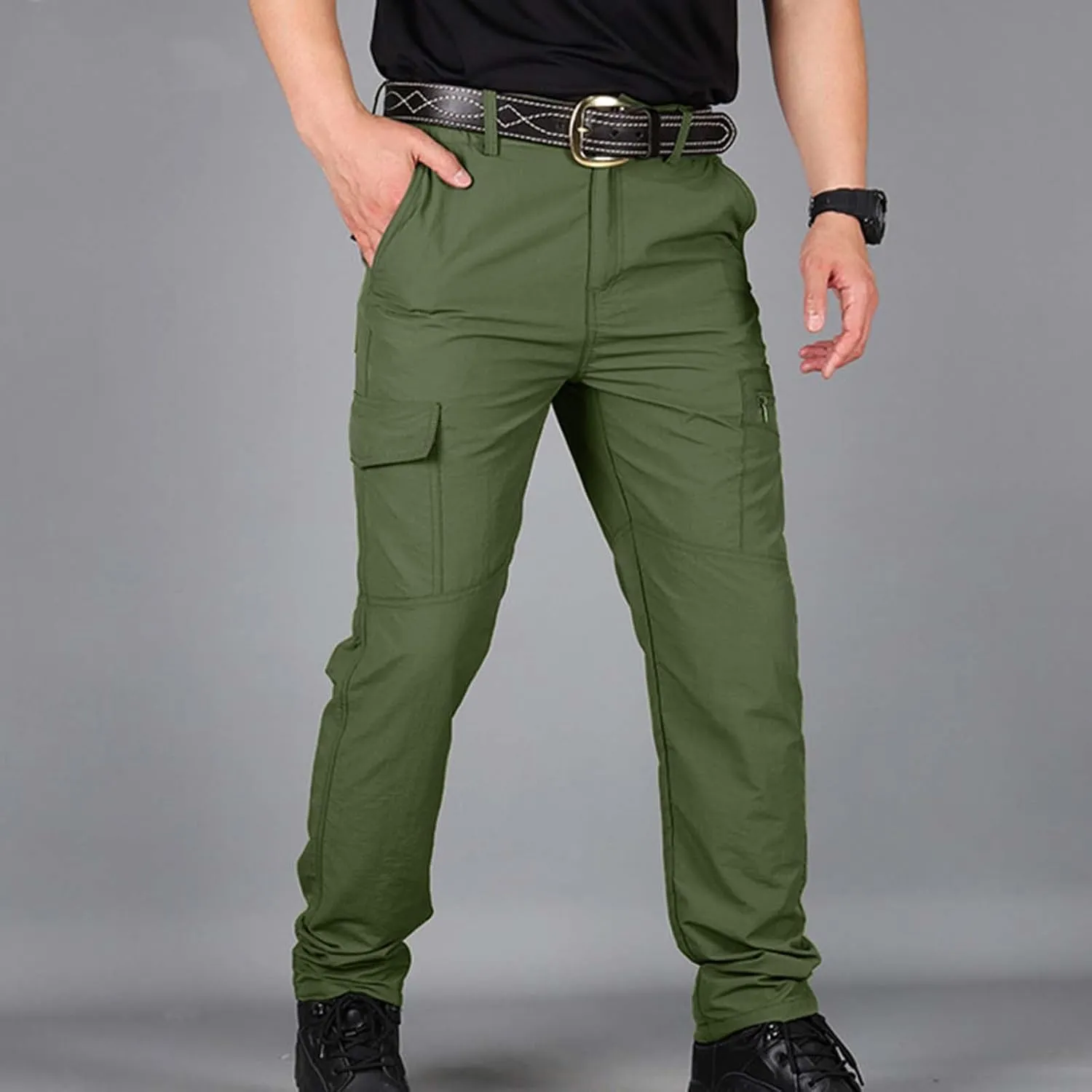 Cargo Pants for Men Ripstop Waterproof Flex Camo Tactical Pants Multi Pocket Lightweight Camping Hiking Work Pants