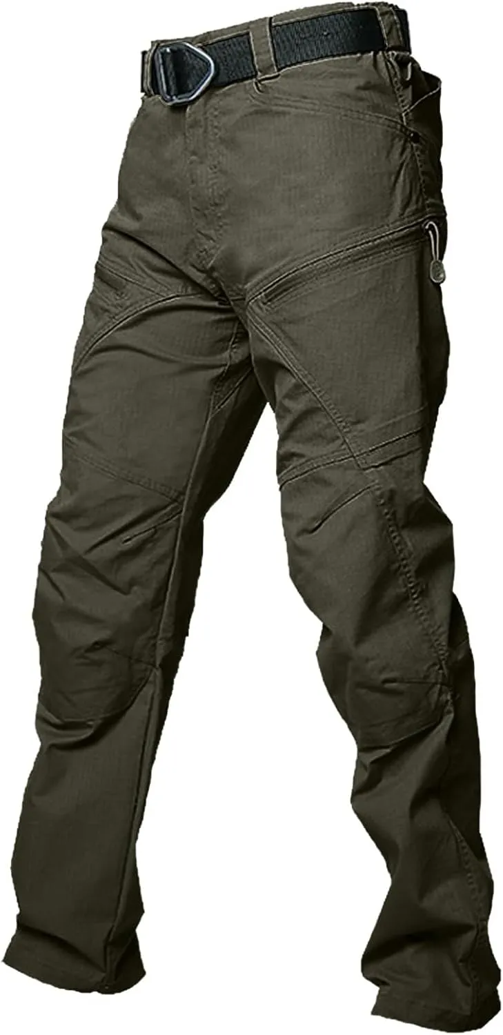 Cargo Pants for Men Straight Tactical Pants Baggy Casual Multi Pockets Work Pants Hiking Water Resistant Trousers