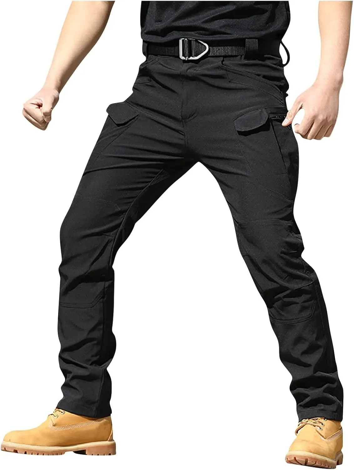 Cargo Pants for Men Straight Tactical Pants Baggy Casual Multi Pockets Work Pants Hiking Water Resistant Trousers
