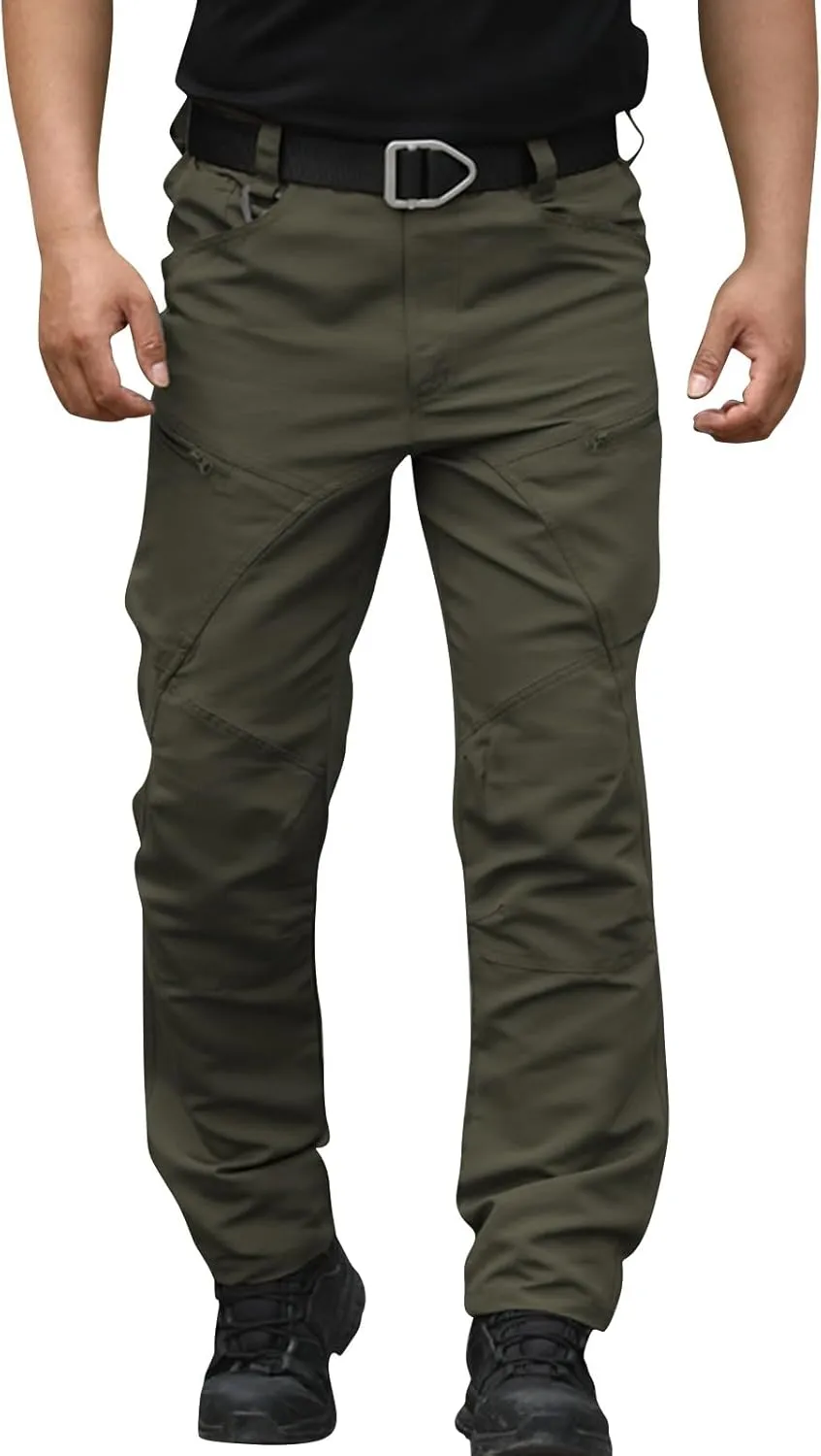 Cargo Pants for Men Straight Tactical Pants Baggy Casual Multi Pockets Work Pants Hiking Water Resistant Trousers