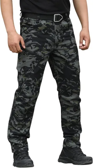 Cargo Pants for Men Straight Tactical Pants Baggy Casual Multi Pockets Work Pants Hiking Water Resistant Trousers