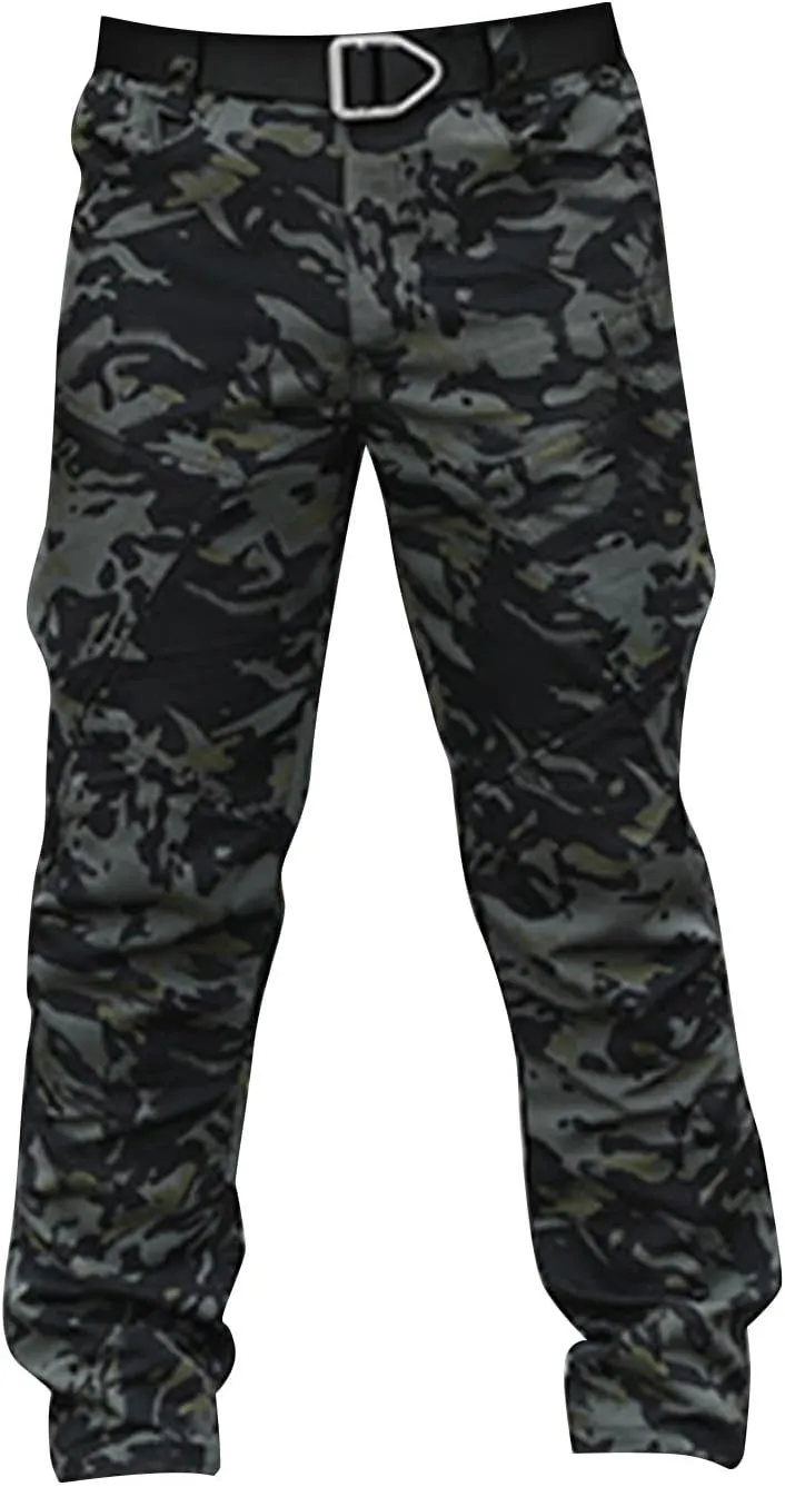 Cargo Pants for Men Straight Tactical Pants Baggy Casual Multi Pockets Work Pants Hiking Water Resistant Trousers