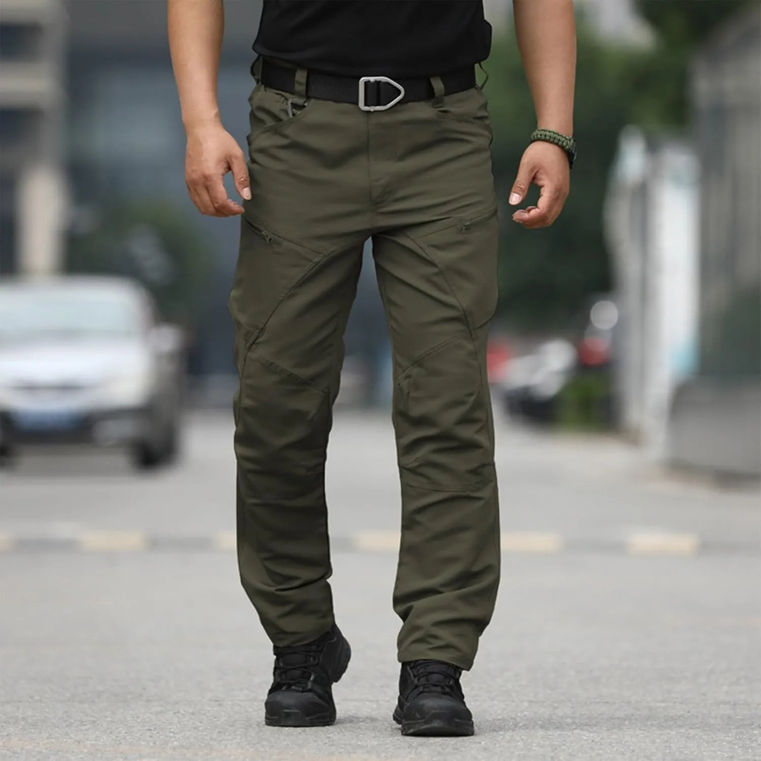 Cargo Pants for Men Straight Tactical Pants Baggy Casual Multi Pockets Work Pants Hiking Water Resistant Trousers