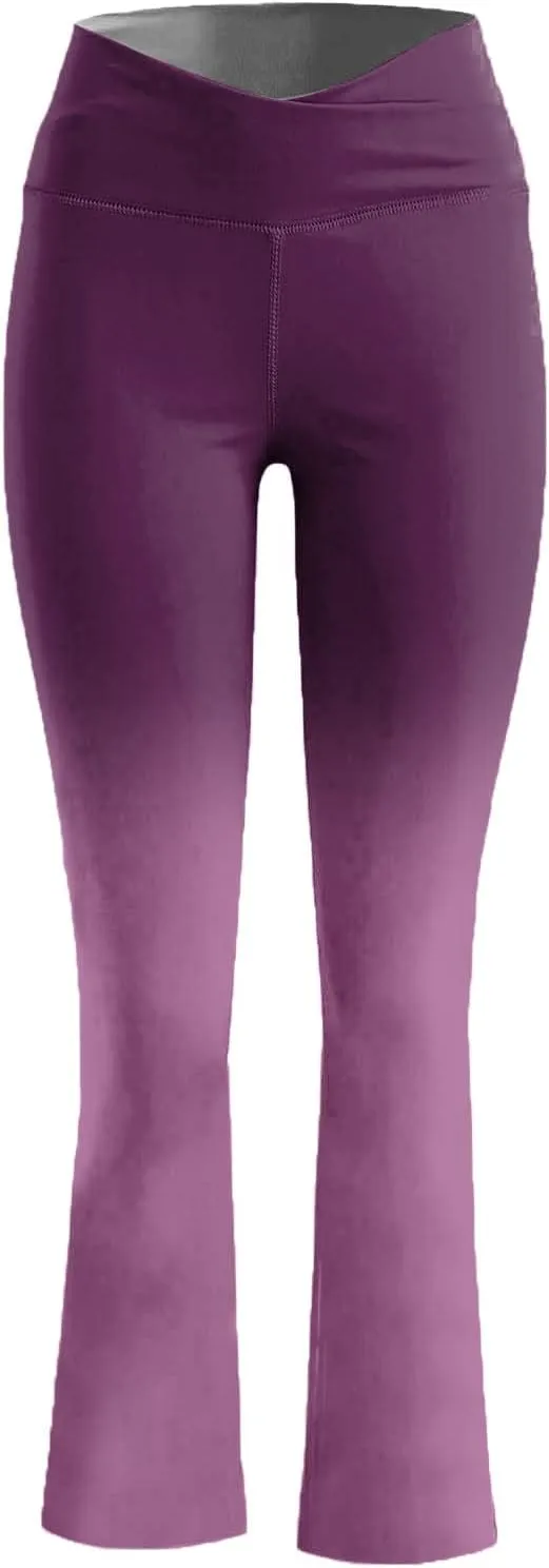 Compression Yoga Pants Women High Waist High Waist Workout Leggings Elastic No-See Through Flare Pant Workout