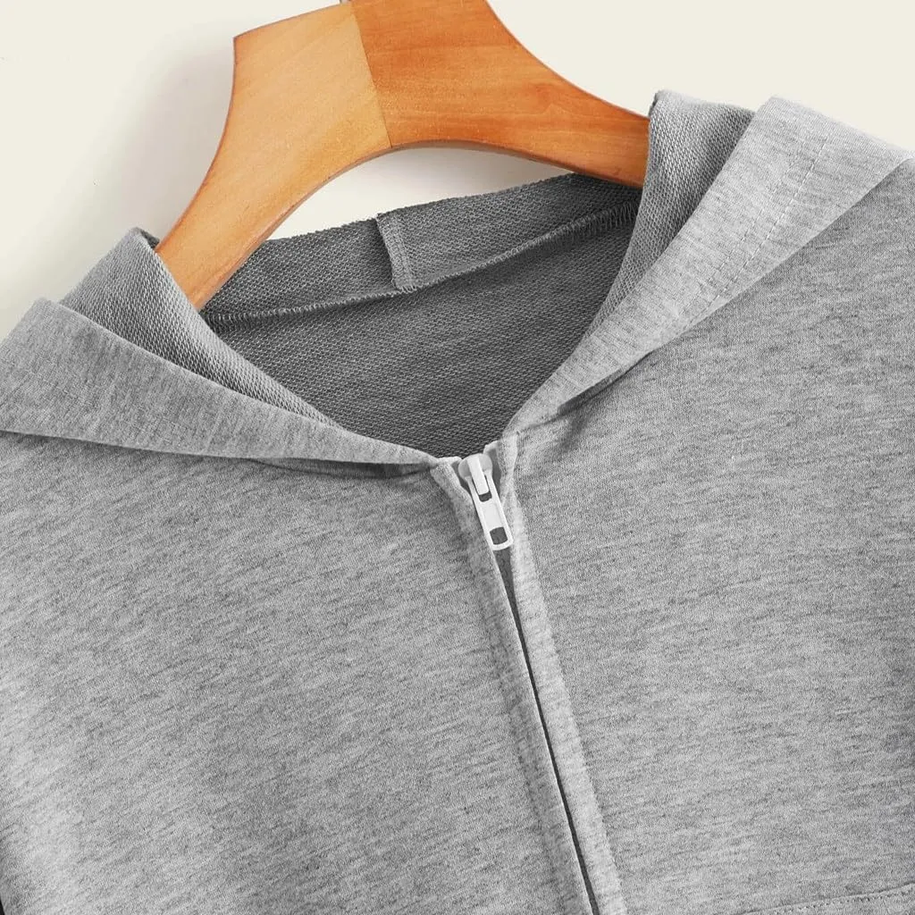Crop Zip Up Hoodies for Women Trendy Long Sleeve Sweatshirts Jackets Y2k Tops Teen Girls Fall Clothes 2024
