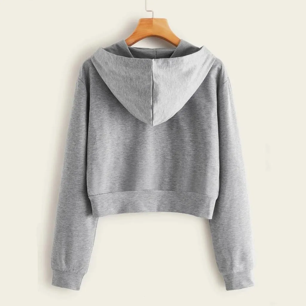 Crop Zip Up Hoodies for Women Trendy Long Sleeve Sweatshirts Jackets Y2k Tops Teen Girls Fall Clothes 2024