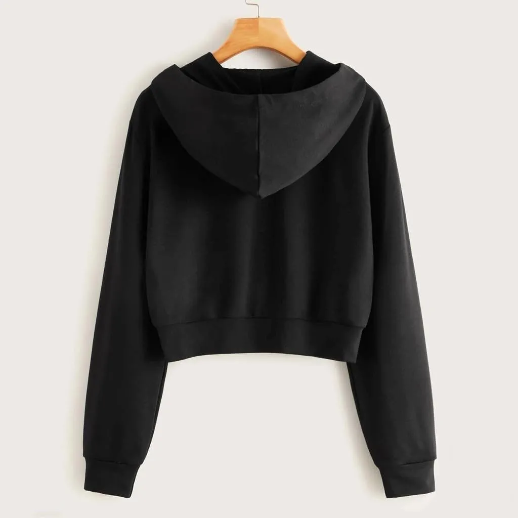 Crop Zip Up Hoodies for Women Trendy Long Sleeve Sweatshirts Jackets Y2k Tops Teen Girls Fall Clothes 2024