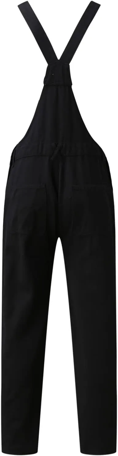 Denim Bib Overalls Men Relaxed Fit Distressed Vintage Jeans Jumpsuits Straight Leg Big and Tall Belted Casual Work Trousers