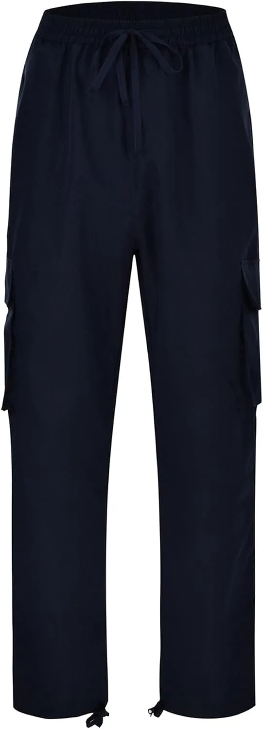 DGHM-JLMY Men's Trendy Pocket Casual Trousers Personalized Fashion Work Pants Everyday Drawstring Zipper Casual