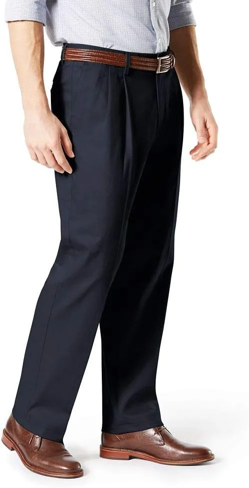 Dockers Men's Classic Fit Signature Lux Cotton Pleated Stretch Pants (Regular and Big & Tall)