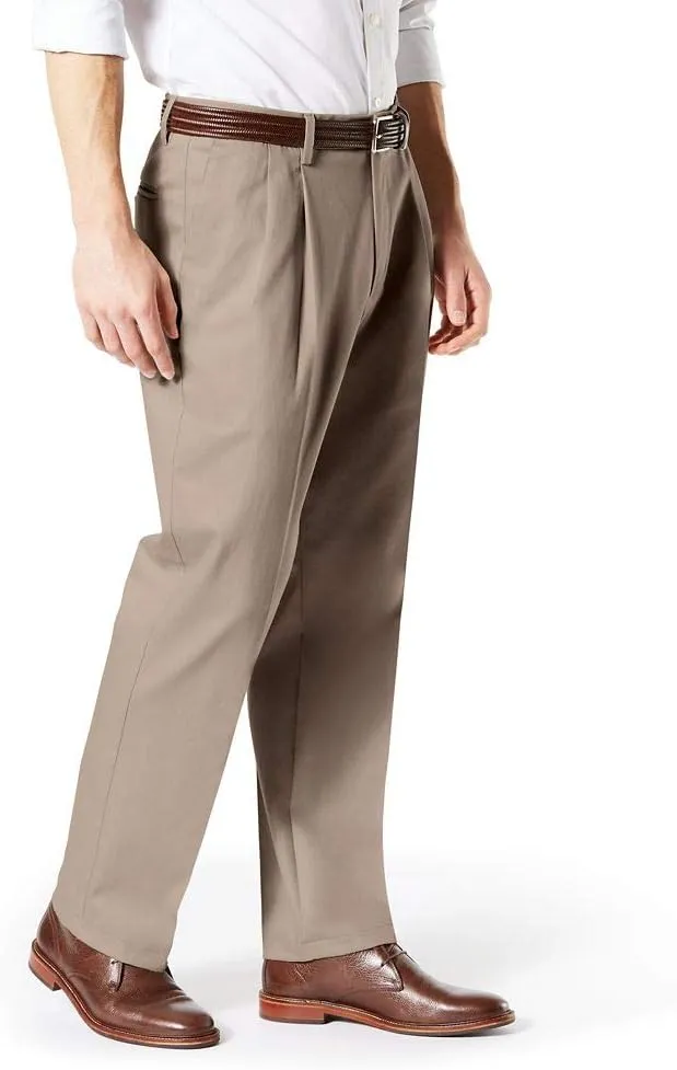 Dockers Men's Classic Fit Signature Lux Cotton Pleated Stretch Pants (Regular and Big & Tall)