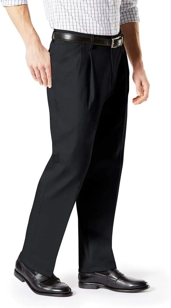 Dockers Men's Classic Fit Signature Lux Cotton Pleated Stretch Pants (Regular and Big & Tall)