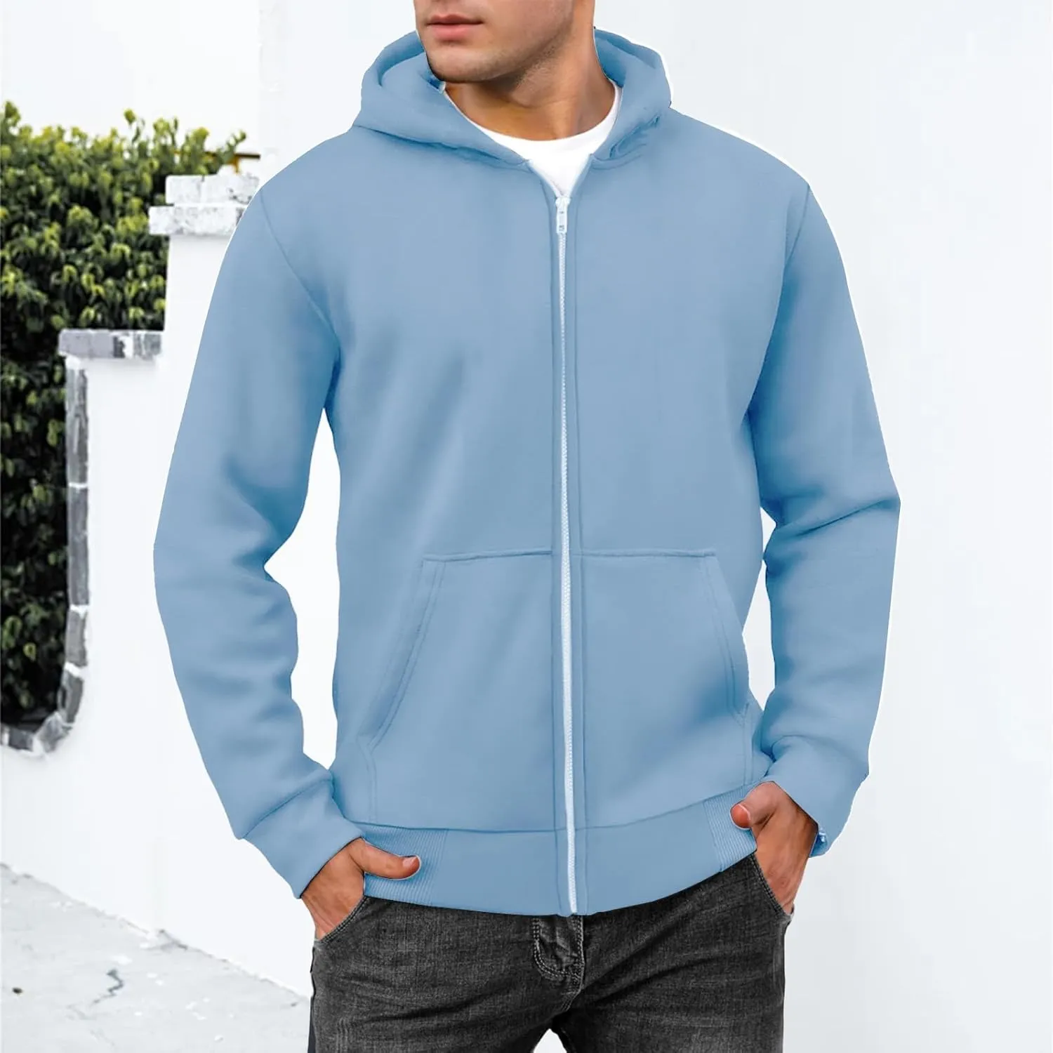 evzosrz Mens Full Zip Hoodies Fleece Lined Baggy Hooded Sweatshirts Casual Athletic Long Sleeve Pullover Hoodie with Pockets