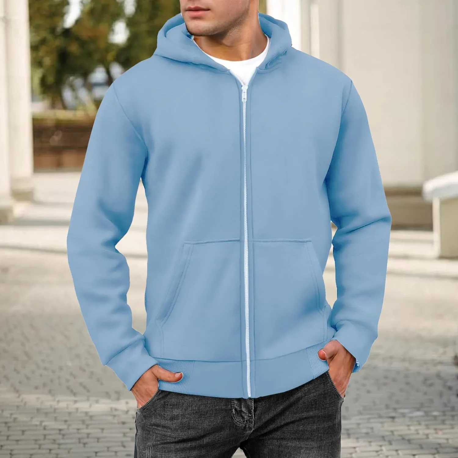evzosrz Mens Full Zip Hoodies Fleece Lined Baggy Hooded Sweatshirts Casual Athletic Long Sleeve Pullover Hoodie with Pockets