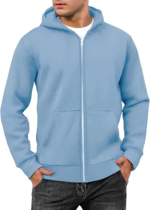evzosrz Mens Full Zip Hoodies Fleece Lined Baggy Hooded Sweatshirts Casual Athletic Long Sleeve Pullover Hoodie with Pockets