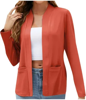 Fashion Work Blazers for Women Open Front Long Sleeve Casual Dressy Jackets 2024 Trendy Office Work Suit Tops