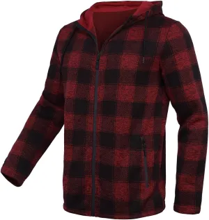 Fleece Jacket Men Plaid Hoodies Zip Up Fall Sweatshirts Jacket