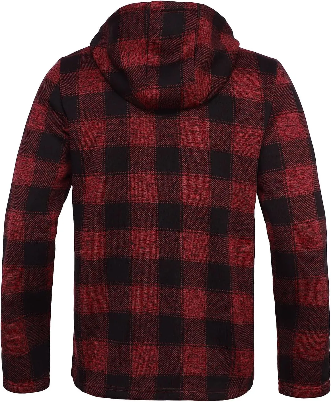 Fleece Jacket Men Plaid Hoodies Zip Up Fall Sweatshirts Jacket