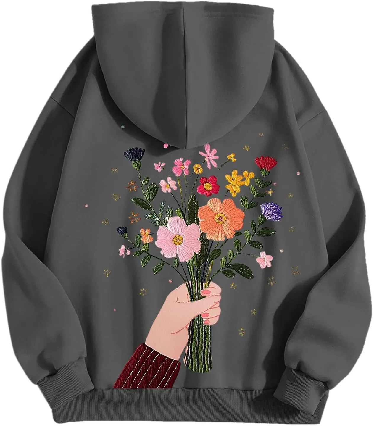Floral Graphic Hoodies for Women Novelty Floral Flower Print Sweatshirts for Teen Girls Y2k Sweatshirt With Pockets
