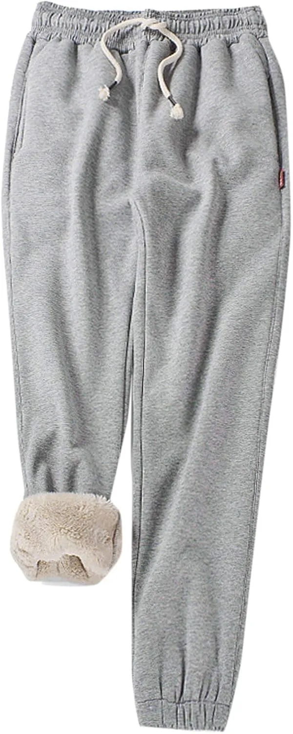 Flygo Women's Warm Fleece Pants Sherpa Lined Jogger Pants Active Running Sweatpants