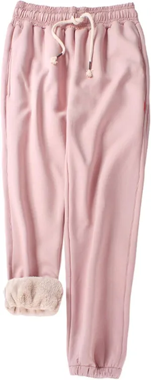 Flygo Women's Warm Fleece Pants Sherpa Lined Jogger Pants Active Running Sweatpants