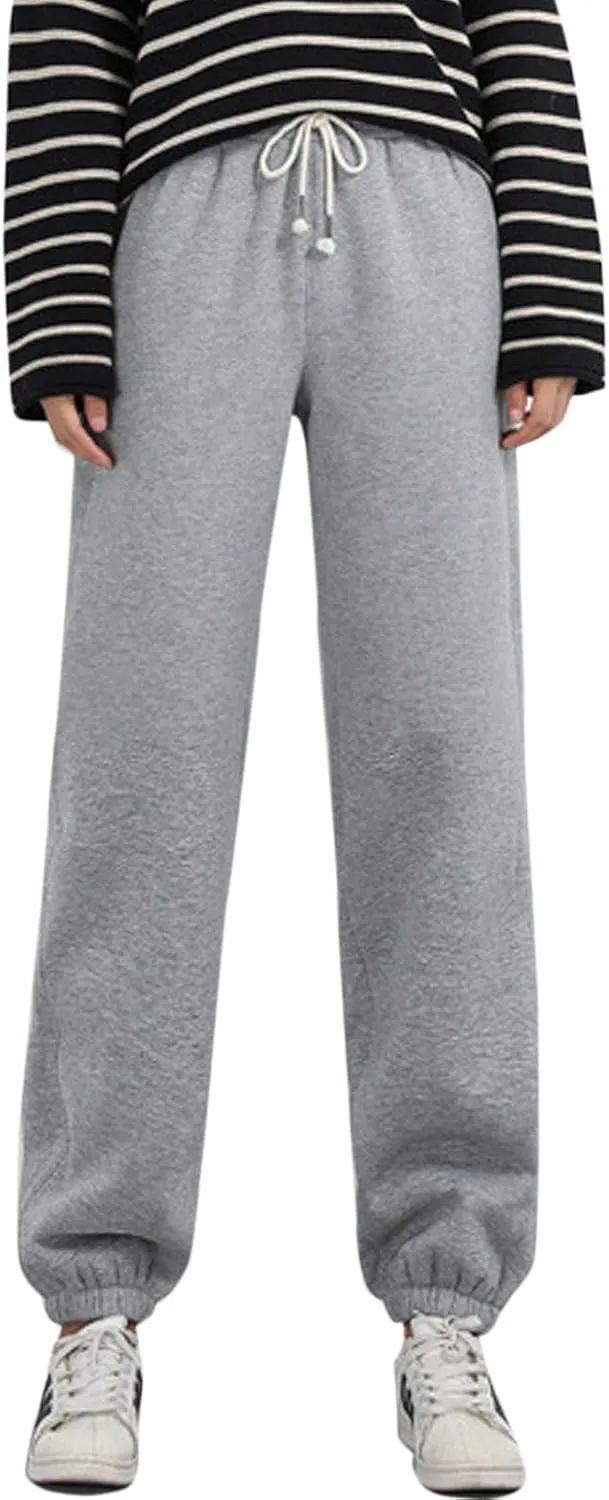 Flygo Women's Warm Fleece Pants Sherpa Lined Jogger Pants Active Running Sweatpants