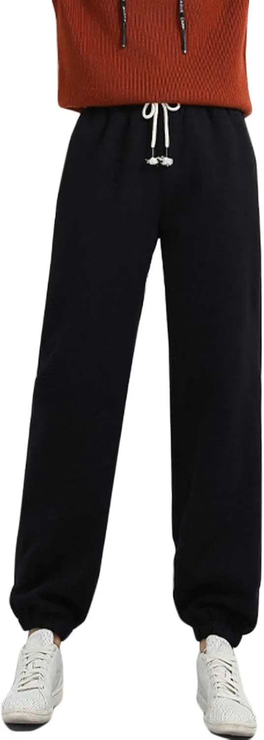 Flygo Women's Warm Fleece Pants Sherpa Lined Jogger Pants Active Running Sweatpants